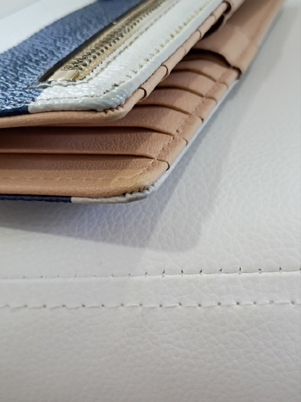 kate spade Pebbled Leather Navy and White Striped Continental Wallet - Picture 11 of 13